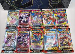 Lot Of 10 New Sealed Pokemon Booster Packs Journey(2) Surging(1) Mega Evolut(3)+ - Image 1
