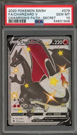 Pokemon Charizard V Champion's Path Secret Rare Full Art #079 PSA 10 Gem Mint - Image 1