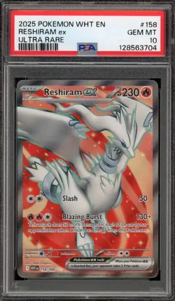 Pokemon Reshiram ex White Flare Ultra Rare #158 PSA 10 Gem Mint - Image 1