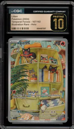 Pokemon Litten Temporal Forces Illustration Rare #167 CGC 10 Pristine - Image 1
