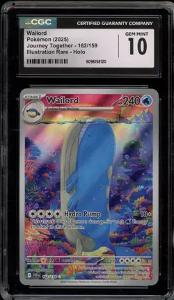 Pokemon Wailord Journey Together Illustration Rare #162 CGC 10 Gem Mint - Image 1