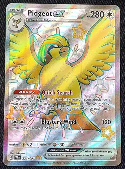 Pokemon TCG Pidgeot Ex #221 Paldean Fates Shiny Ultra Rare - Near Mint - Image 1