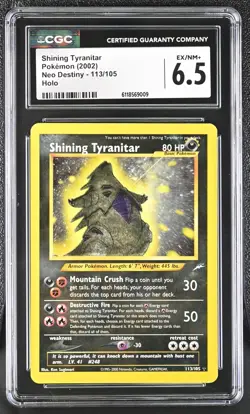 Pokemon Neo Destiny Shining Tyranitar Holo 113/105 CGC 6.5 EX/NM+ - Image 1