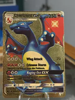 Shiny Charizard GX Gold Foil Mint Rare Pokemon TCG Collector Fan Art Card - Image 1