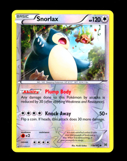 2015 Pokemon SNORLAX Breakthrough REVERSE HOLO Foil XY Set Series Card 118/162 - Image 1