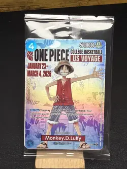 ONE PIECE Monkey D. Luffy US Voyage College Basketball Promo Card Illinois S - Image 1