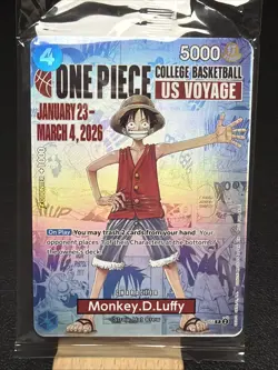 ONE PIECE Monkey D. Luffy US Voyage College Basketball Promo Card Illinois T - Image 1