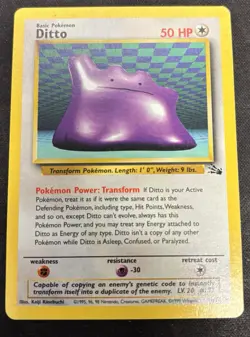 Pokemon TCG Ditto Card 18/62 Fossil Regular Non-Holo Rare, MP Condition - Image 1