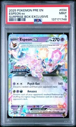 2025 Pokemon Pre En Prismatic Evolutions- Stamped - Espeon ex 034/131 - PSA 9 - Image 1
