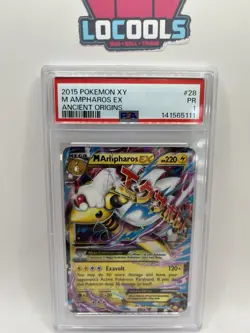 2015 Pokemon XY Ancient Origins M Ampharos Ex #28 PSA 1 - Image 1