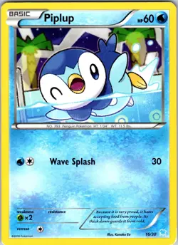 Piplup 16/30 XY Trainer Kit: Pikachu Libre & Suicune Pokemon TCG LP Normal - Image 1