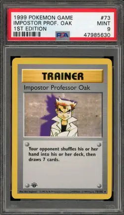 Pokemon Impostor Professor Oak Base Set Shadowless 1st Edition Rare #73 PSA 9 - Image 1