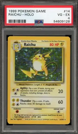 Pokemon Raichu Base Set Unlimited Holo Rare #14 PSA 4 - Image 1