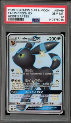 Pokemon Umbreon GX Hidden Fates Full Art #SV69 PSA 10 Gem Mint - Image 1