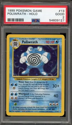 Pokemon Poliwrath Base Ser Unlimited Holo Rare #13 PSA 2 - Image 1