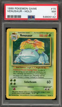 Pokemon Venusaur Base Set Unlimited Holo Rare #15 PSA 7 - Image 1