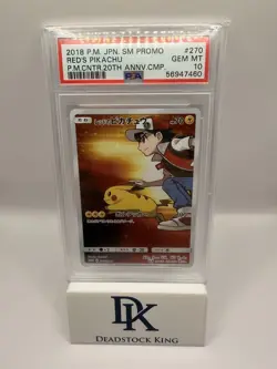 Red's Pikachu 270/Sm-p 20th Anniversary Promo Japanese Pokemon PSA 10 Gem Mint - Image 1