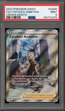 Pokemon Cynthia's Ambition Crown Zenith Galarian Gallery Full Art #GG60 PSA 9 - Image 1