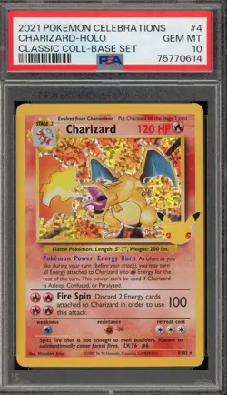 Pokemon Charizard Celebrations Classic Coll. Base Set Holo Rare #4 PSA 10 - Image 1