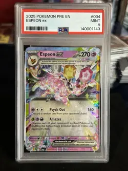 PSA 9 Espeon EX 034/131 Prismatic Evolutions Holo | Pokemon 2025 Mint - Image 1