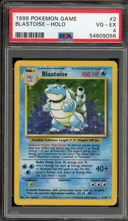 Pokemon Blastoise Base Set Unlimited Holo Rare #2 PSA 4 - Image 1