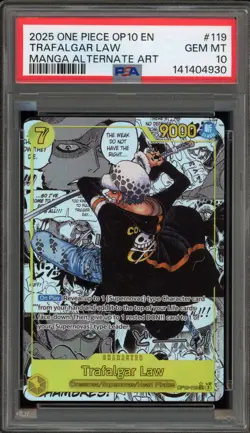 One Piece CCG Trafalgar Law Manga Alternate Art OP10-119 PSA 10 Gem Mint - Image 1