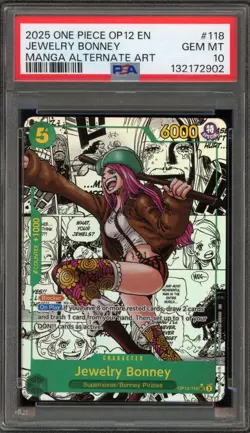 One Piece CCG Jewelry Bonney Manga Alternate Art OP12-118 PSA 10 Gem Mint - Image 1