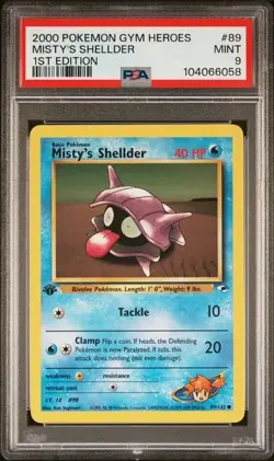 Pokemon Cards: Gym Heroes 1st Edition Common : Misty's Shellder 89/132 PSA 9 - Image 1