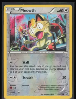 Meowth Reverse Holo 88/114 Pokemon XY Steam Siege MP Pokemon Card - Image 1