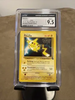 CGC 9.5 MINT+ Pikachu # 4 WB Movie WOTC Black Star PROMO Pokemon Card - Image 1