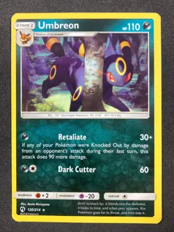 Umbreon 120/214 Rare SM - Lost Thunder Pokemon Card - LP - Image 1