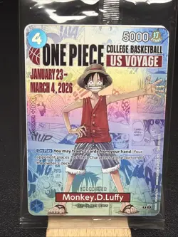 ONE PIECE Monkey D. Luffy US Voyage College Basketball Promo Card Illinois U - Image 1