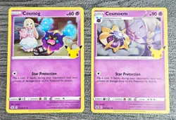 Pokemon TCG Cosmog & Cosmoem Cards Star Protection 25th Anniversary - Image 1