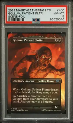 2023 MTG TALES OF MIDDLE-EARTH SCENE-FOIL #450 GOLLUM, PATIENT PLOTTER PSA 8 - Image 1
