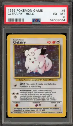 Pokemon Clefairy Base Set Unlimited Holo Rare #5 PSA 6 - Image 1