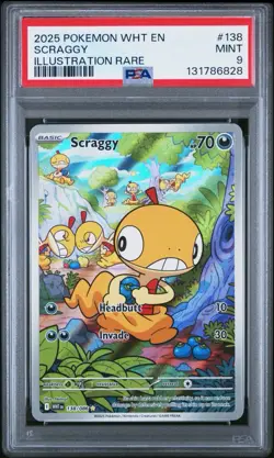 2025 POKEMON WHT EN-WHITE FLARE ILLUSTRATION RARE #138 SCRAGGY PSA 9 - Image 1