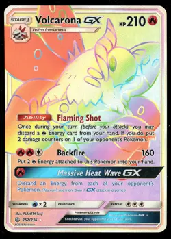 Pokemon Volcarona GX 252/236 Sun & Moon Cosmic Eclipse Rainbow Rare Near Mint - Image 1