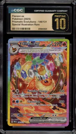 Pokemon Flareon ex Prismatic Evolutions SIR #146 CGC 10 Pristine - Image 1