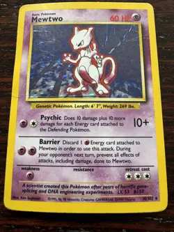 1999 Pokemon Base Set: Mewtwo Holo- FREE SHIPPING - Image 1