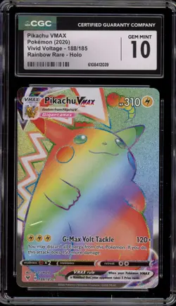Pokemon Pikachu VMAX Vivid Voltage Secret Rare #188 CGC 10 Gem Mint - Image 1