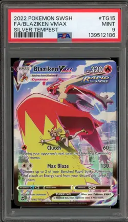 Pokemon Blaziken VMAX Silver Tempest Trainer Gallery Full Art #TG15 PSA 9 Mint - Image 1
