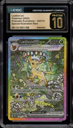 Pokemon Leafeon ex Prismatic Evolutions SIR #144 CGC 10 Pristine - Image 1
