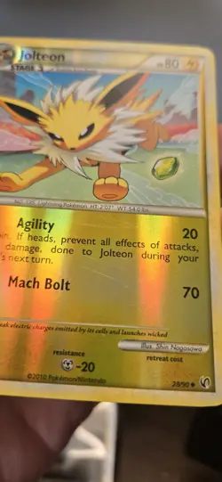 Pokemon Jolteon 28/90 HeartGold & SoulSilver Undaunted Reverse Holo Near Mint - Image 3
