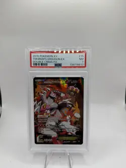 2015 POKEMON XY DOUBLE CRISIS #15 FULL ART/TEAM MAGMA'S GROUDON EX PSA 7 - Image 1