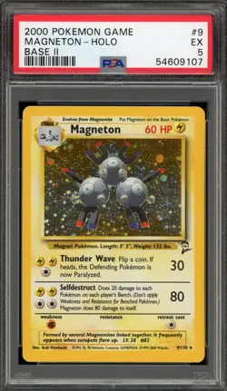 Pokemon Magneton Base Set 2 Holo Rare #9 PSA 5 - Image 1