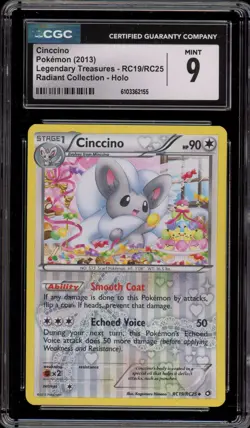 Pokemon Cinccino Legendary Treasures Radiant Coll. Holo #RC19 CGC 9 - Image 1