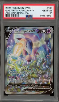 Pokemon Galarian Rapidash V Chilling Reign Full Art #168 PSA 10 Gem Mint - Image 1