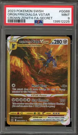 Pokemon Origin Forme Dialga VSTAR Crown Zenith Secret Rare Full Art #GG68 PSA 9 - Image 1