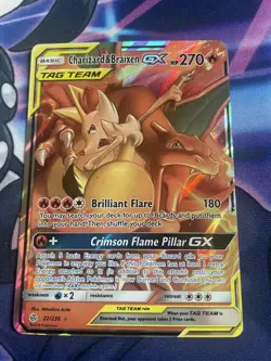Pokemon TCG Charizard & Braixen GX Holo Ultra Rare Cosmic Eclipse 22/236 - Image 1