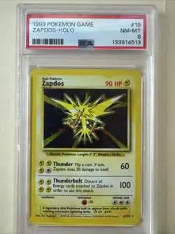 1999 Pokemon Base Set Zapdos Holo 16/102 PSA Grade 8 Unlimited - Image 1